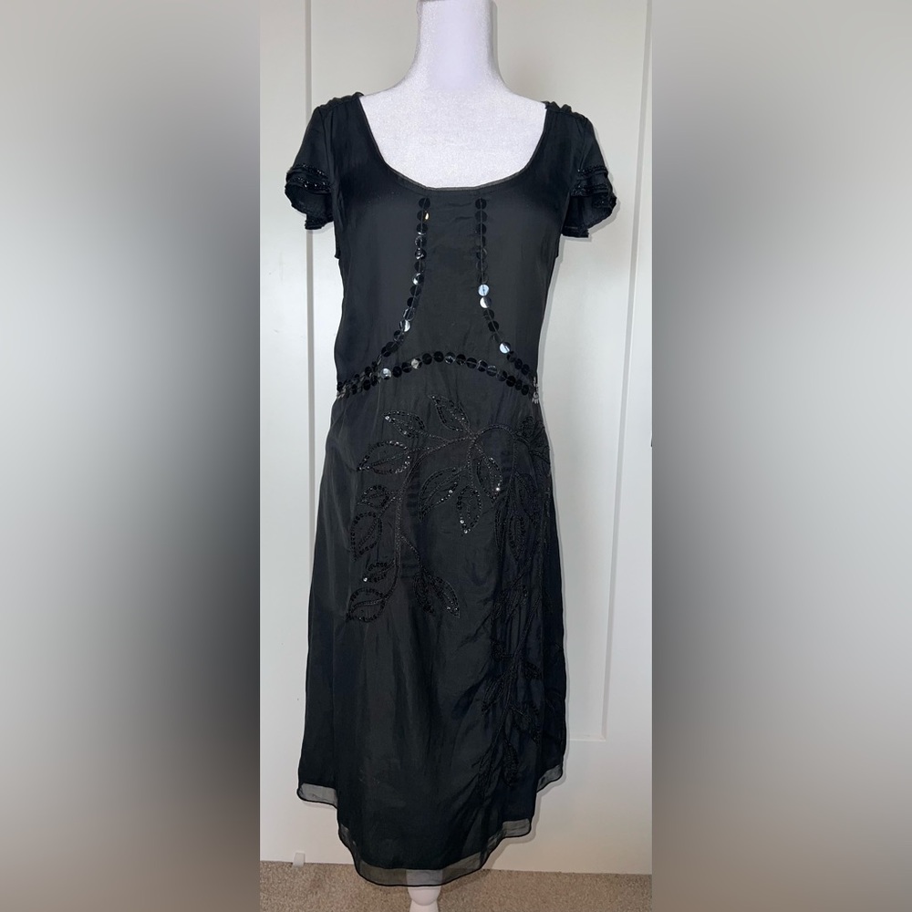 NOA NOA black cotton viscose embellished dress, cap sleeves. Size medium NWT